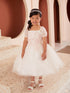 Girls Puff Sleeve Floral Embroidered Dress 2-12
